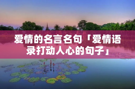 爱情的名言名句「爱情语录打动人心的句子」