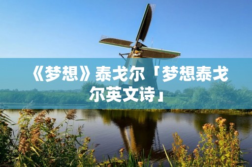 《梦想》泰戈尔「梦想泰戈尔英文诗」