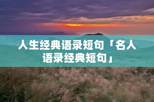 人生经典语录短句「名人语录经典短句」