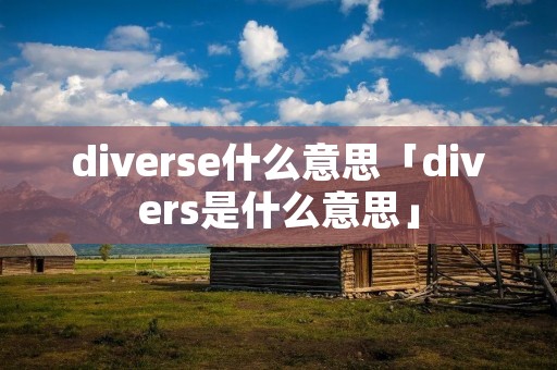 diverse什么意思「divers是什么意思」