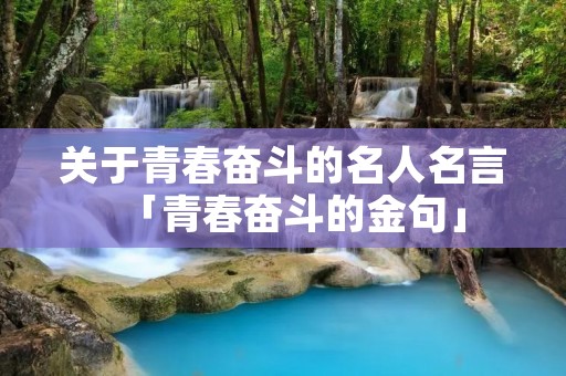 关于青春奋斗的名人名言「青春奋斗的金句」