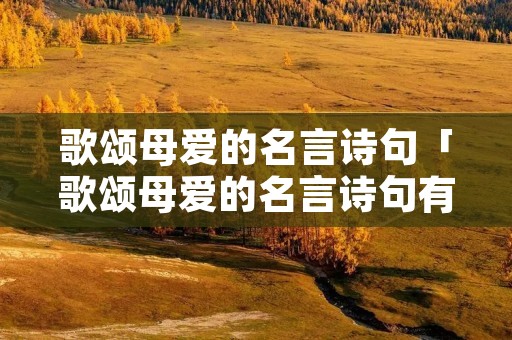 歌颂母爱的名言诗句「歌颂母爱的名言诗句有很多请你写出两句」 歌颂母爱的名言诗句「歌颂母爱的名言诗句有很多请你写出两句」