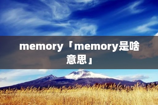 memory「memory是啥意思」 memory「memory是啥意思」