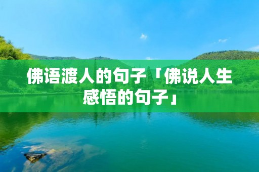 佛语渡人的句子「佛说人生感悟的句子」