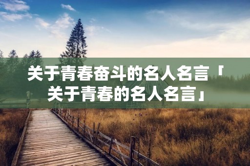 关于青春奋斗的名人名言「关于青春的名人名言」