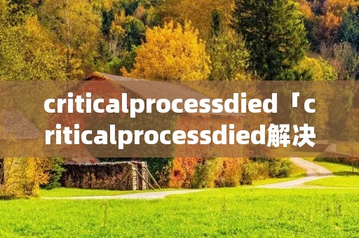 criticalprocessdied「criticalprocessdied解决」