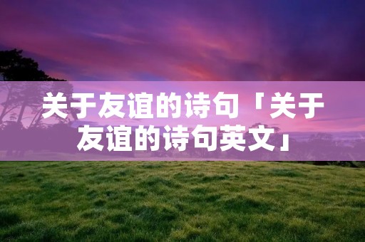 关于友谊的诗句「关于友谊的诗句英文」 关于友谊的诗句「关于友谊的诗句英文」