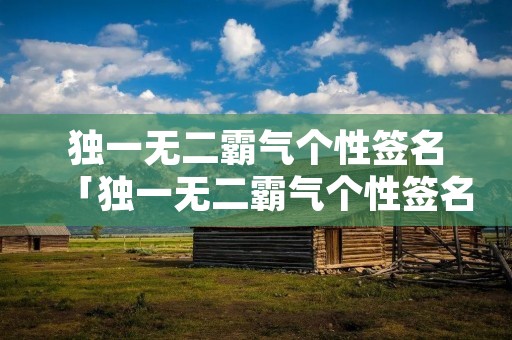 独一无二霸气个性签名「独一无二霸气个性签名男生」