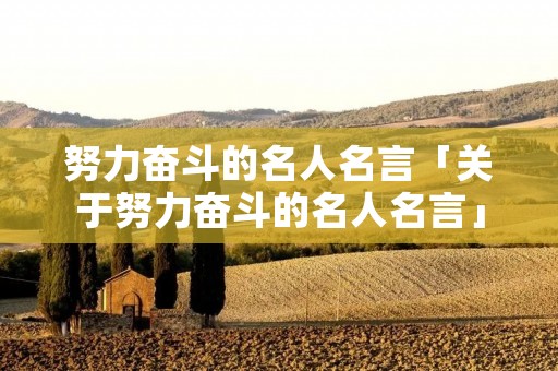 努力奋斗的名人名言「关于努力奋斗的名人名言」
