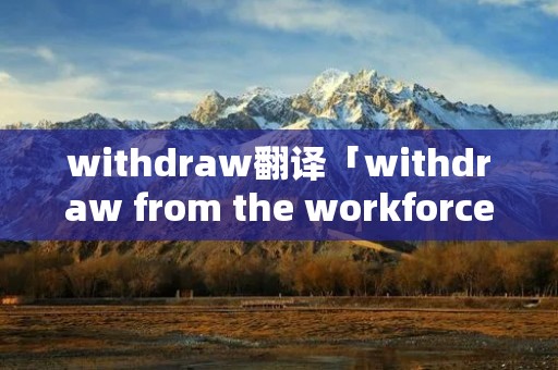 withdraw翻译「withdraw from the workforce翻译」