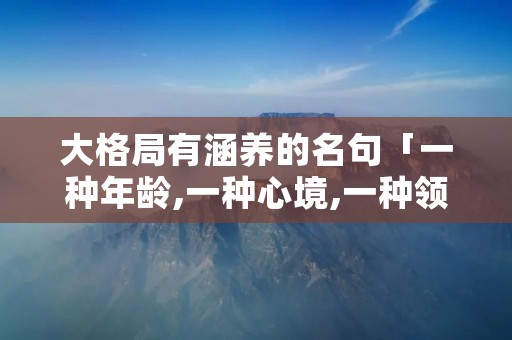 大格局有涵养的名句「一种年龄,一种心境,一种领悟」