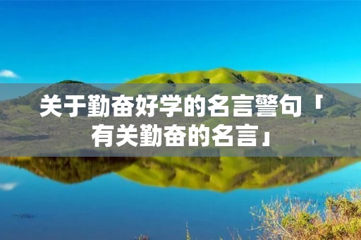 关于勤奋好学的名言警句「有关勤奋的名言」