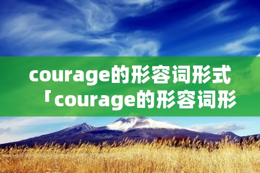 courage的形容词形式「courage的形容词形式怎么写」