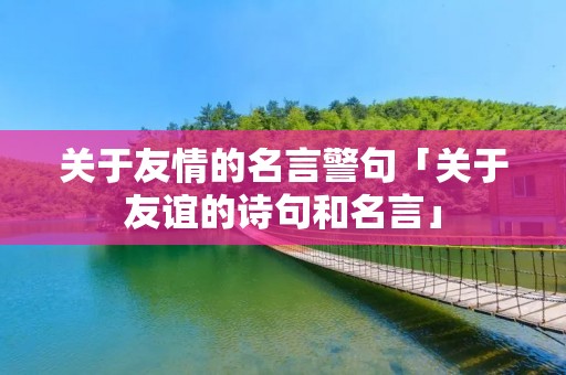 关于友情的名言警句「关于友谊的诗句和名言」