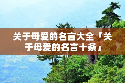 关于母爱的名言大全「关于母爱的名言十条」