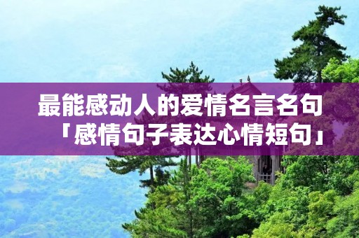 最能感动人的爱情名言名句「感情句子表达心情短句」