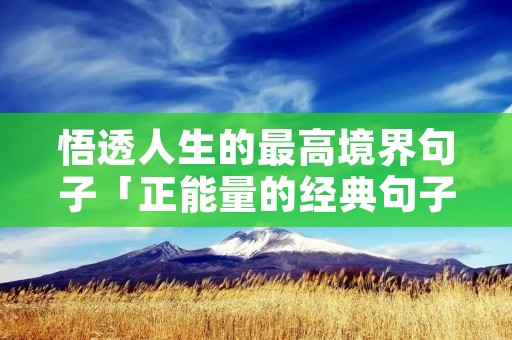 悟透人生的最高境界句子「正能量的经典句子」