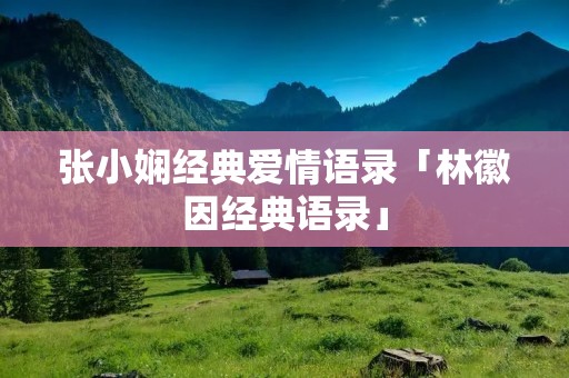 张小娴经典爱情语录「林徽因经典语录」