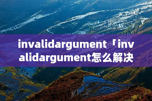 invalidargument「invalidargument怎么解决」