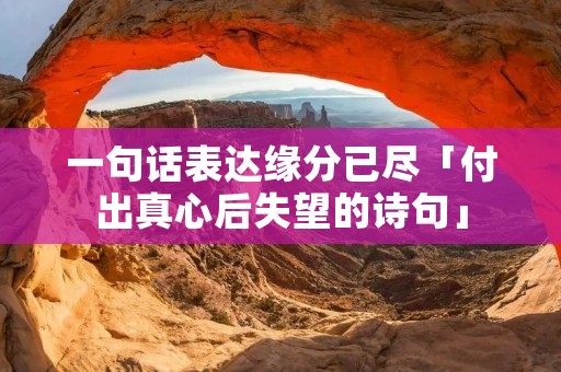 一句话表达缘分已尽「付出真心后失望的诗句」