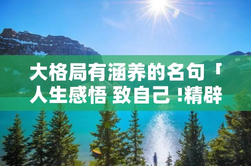大格局有涵养的名句「人生感悟 致自己 !精辟」