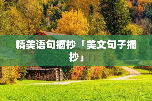 精美语句摘抄「美文句子摘抄」