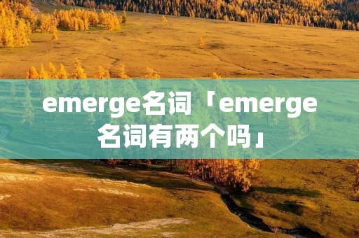 emerge名词「emerge名词有两个吗」