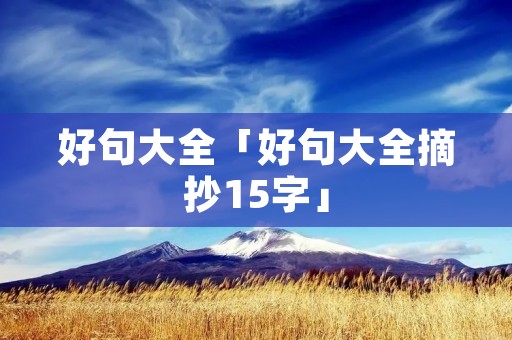 好句大全「好句大全摘抄15字」