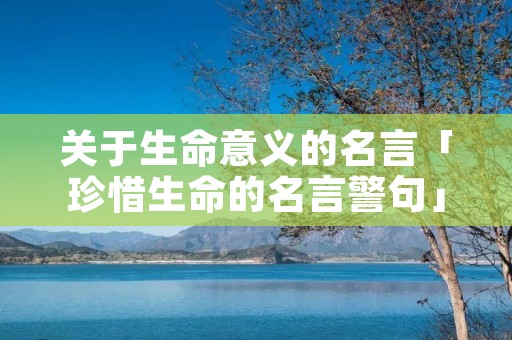 关于生命意义的名言「珍惜生命的名言警句」