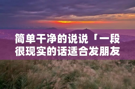 简单干净的说说「一段很现实的话适合发朋友圈」