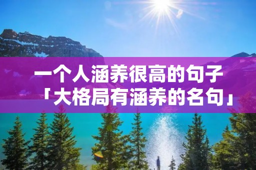 一个人涵养很高的句子「大格局有涵养的名句」