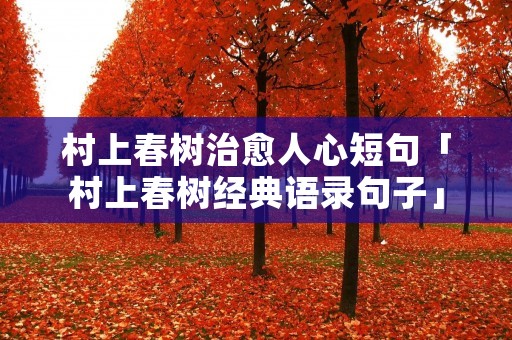 村上春树治愈人心短句「村上春树经典语录句子」
