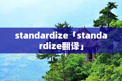 standardize「standardize翻译」