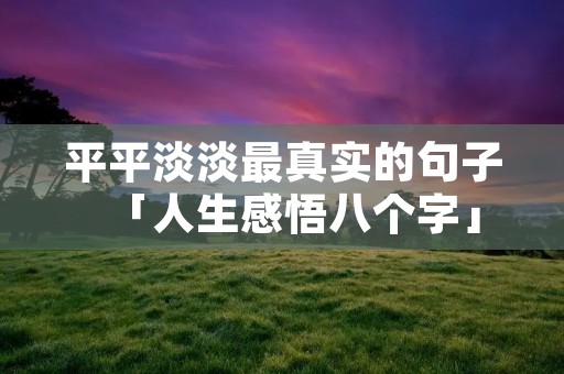 平平淡淡最真实的句子「人生感悟八个字」