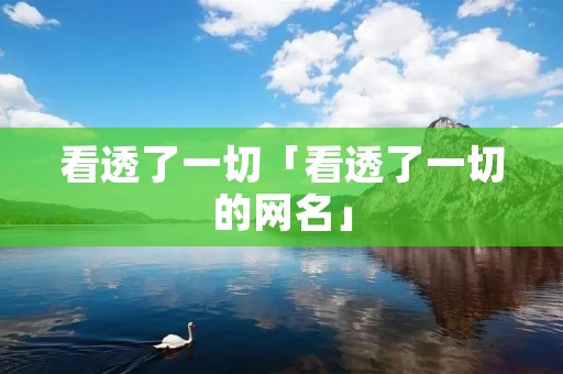 看透了一切「看透了一切的网名」