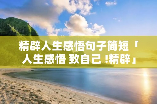 精辟人生感悟句子简短「人生感悟 致自己 !精辟」