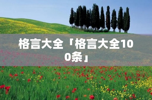 格言大全「格言大全100条」
