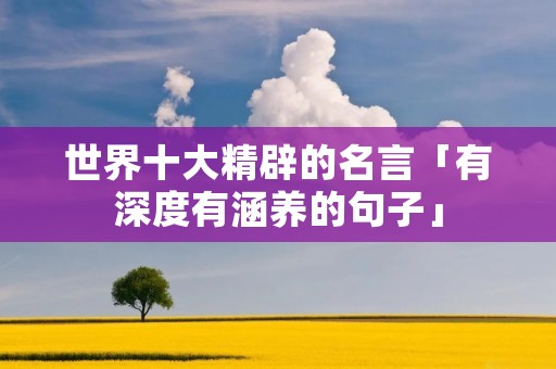 世界十大精辟的名言「有深度有涵养的句子」