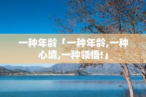 一种年龄「一种年龄,一种心境,一种领悟!」