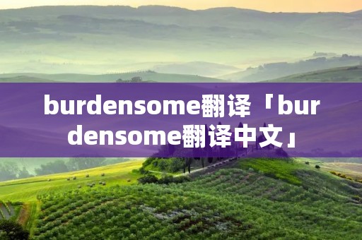 burdensome翻译「burdensome翻译中文」