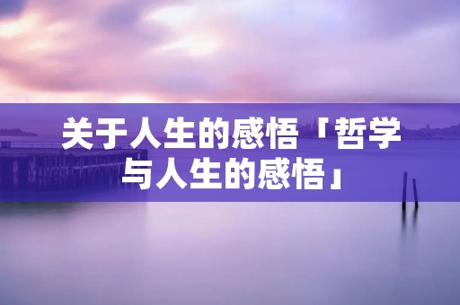 关于人生的感悟「哲学与人生的感悟」
