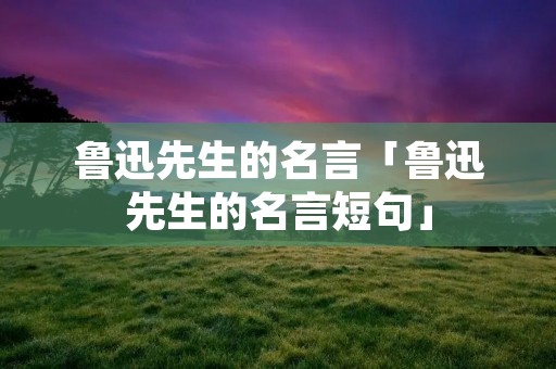 鲁迅先生的名言「鲁迅先生的名言短句」