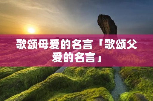 歌颂母爱的名言「歌颂父爱的名言」