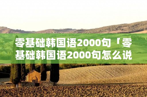 零基础韩国语2000句「零基础韩国语2000句怎么说」