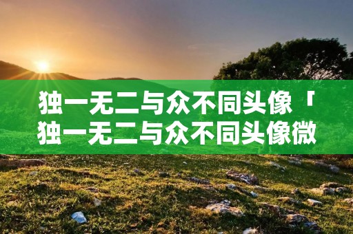 独一无二与众不同头像「独一无二与众不同头像微信头像」