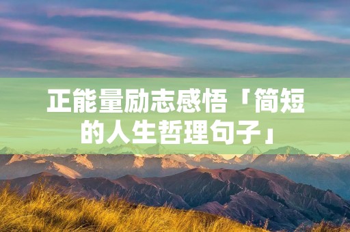 正能量励志感悟「简短的人生哲理句子」