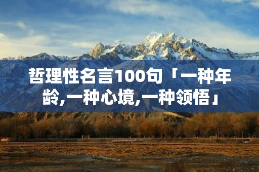 哲理性名言100句「一种年龄,一种心境,一种领悟」