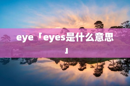 eye「eyes是什么意思」