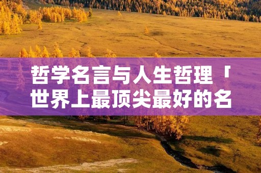 哲学名言与人生哲理「世界上最顶尖最好的名言名句」