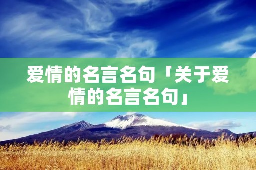 爱情的名言名句「关于爱情的名言名句」